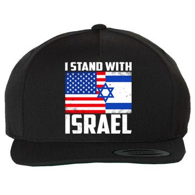 I Stand With Israel US Flags United Distressed Wool Snapback Cap