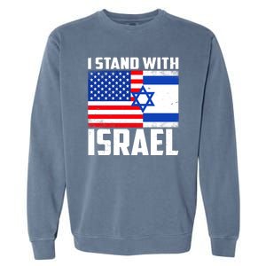 I Stand With Israel US Flags United Distressed Garment-Dyed Sweatshirt