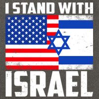 I Stand With Israel US Flags United Distressed Cotton Canvas Backpack