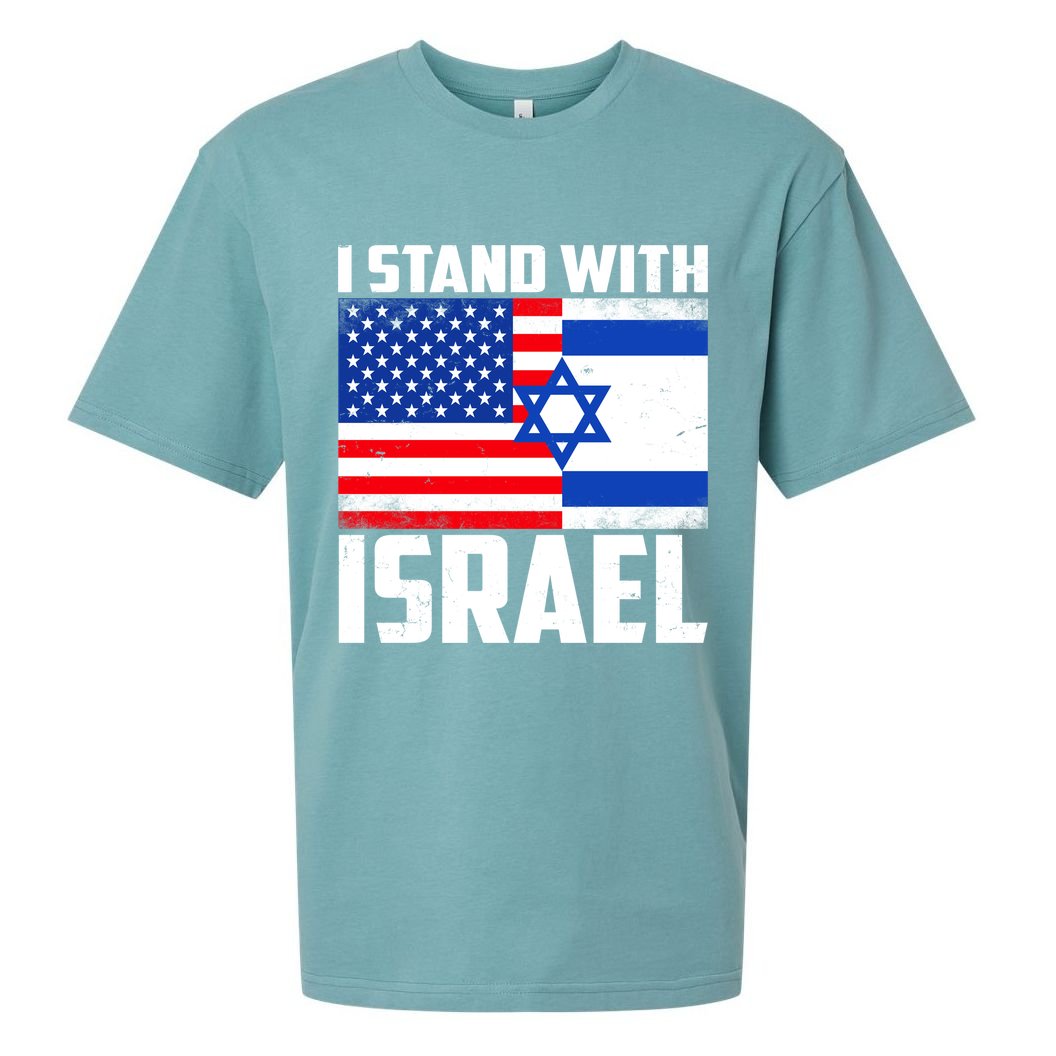 I Stand With Israel US Flags United Distressed Sueded Cloud Jersey T-Shirt