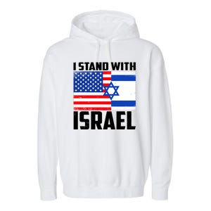 I Stand With Israel US Flags United Distressed Garment-Dyed Fleece Hoodie