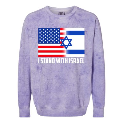 I Stand With Israel USA Flags United Together Colorblast Crewneck Sweatshirt