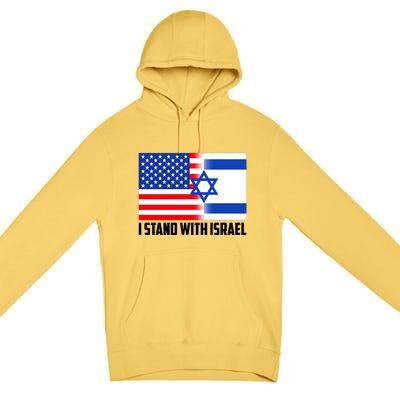 I Stand With Israel USA Flags United Together Premium Pullover Hoodie