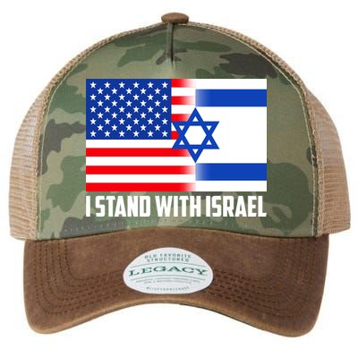 I Stand With Israel USA Flags United Together Legacy Tie Dye Trucker Hat