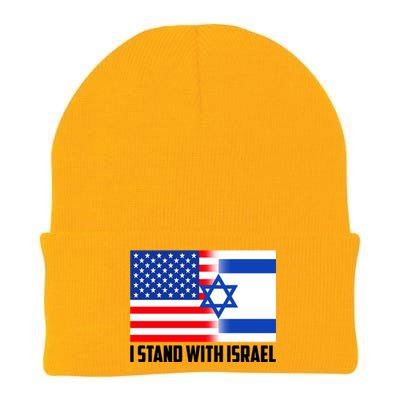 I Stand With Israel USA Flags United Together Knit Cap Winter Beanie