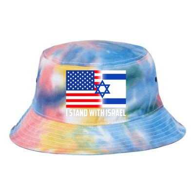 I Stand With Israel USA Flags United Together Tie Dye Newport Bucket Hat