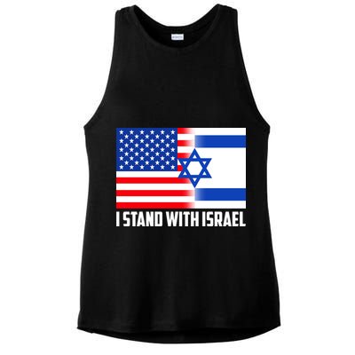 I Stand With Israel USA Flags United Together Ladies PosiCharge Tri-Blend Wicking Tank