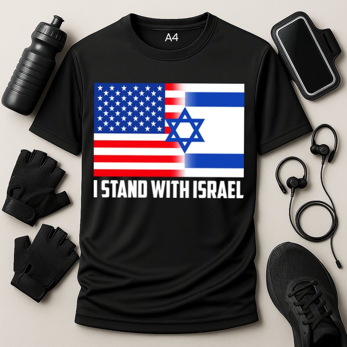 I Stand With Israel USA Flags United Together Cooling Performance Crew T-Shirt