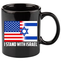 I Stand With Israel USA Flags United Together 11oz C Handle Ceramic Mug