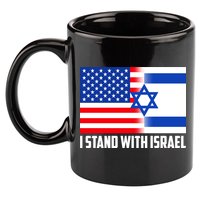 I Stand With Israel USA Flags United Together 11oz C Handle Ceramic Mug