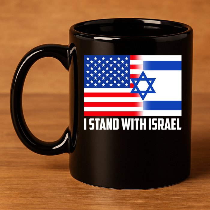 I Stand With Israel USA Flags United Together 11oz C Handle Ceramic Mug