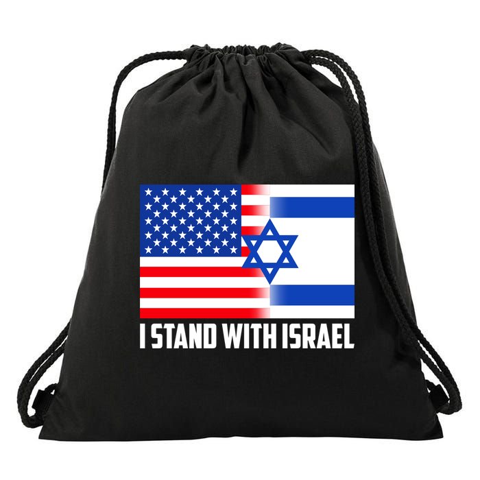 I Stand With Israel USA Flags United Together Drawstring Bag