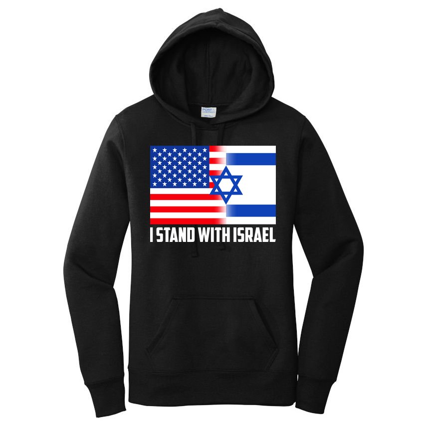 I Stand With Israel USA Flags United Together Women's Pullover Hoodie