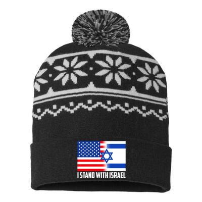 I Stand With Israel USA Flags United Together USA-Made Snowflake Beanie