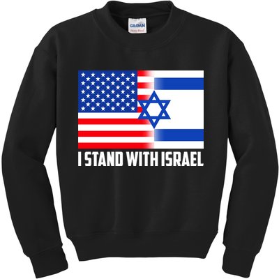 I Stand With Israel USA Flags United Together Kids Sweatshirt