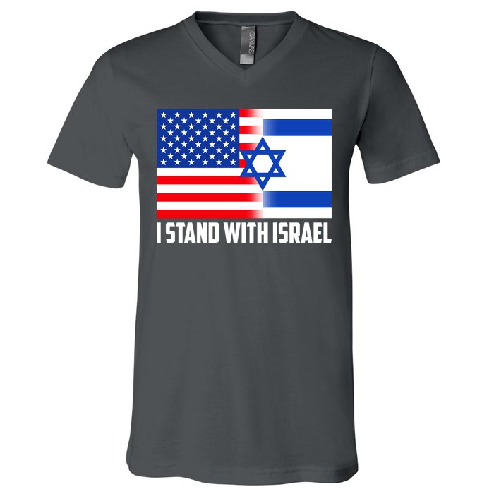 I Stand With Israel USA Flags United Together V-Neck T-Shirt