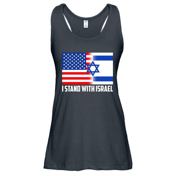 I Stand With Israel USA Flags United Together Ladies Essential Flowy Tank