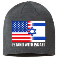 I Stand With Israel USA Flags United Together Sustainable Beanie