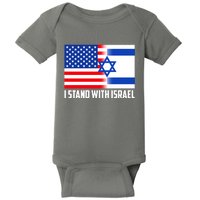 I Stand With Israel USA Flags United Together Baby Bodysuit