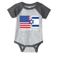 I Stand With Israel USA Flags United Together Infant Baby Jersey Bodysuit