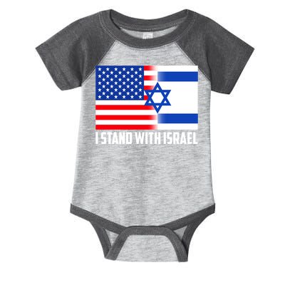 I Stand With Israel USA Flags United Together Infant Baby Jersey Bodysuit