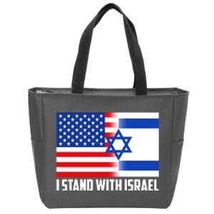 I Stand With Israel USA Flags United Together Zip Tote Bag