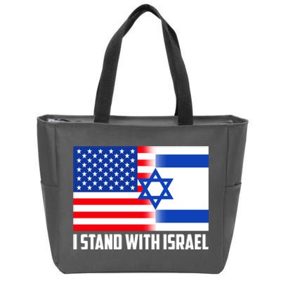 I Stand With Israel USA Flags United Together Zip Tote Bag