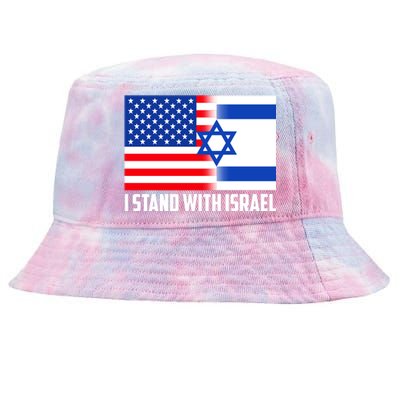 I Stand With Israel USA Flags United Together Tie-Dyed Bucket Hat