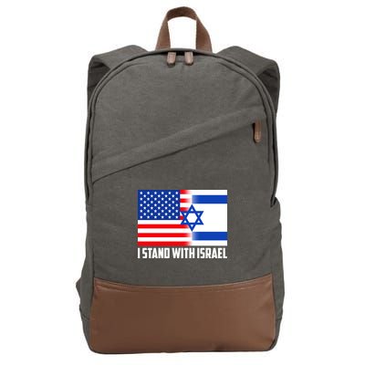I Stand With Israel USA Flags United Together Cotton Canvas Backpack