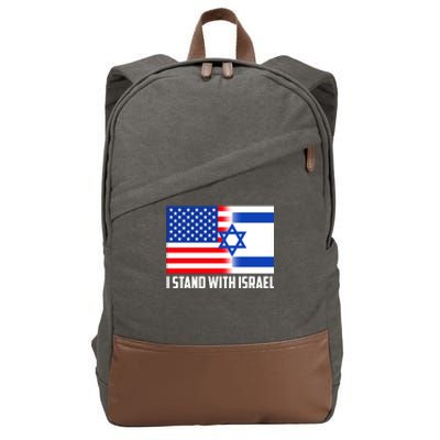 I Stand With Israel USA Flags United Together Cotton Canvas Backpack