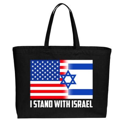 I Stand With Israel USA Flags United Together Cotton Canvas Jumbo Tote