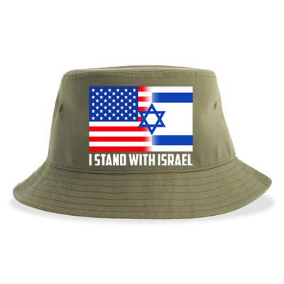 I Stand With Israel USA Flags United Together Sustainable Bucket Hat