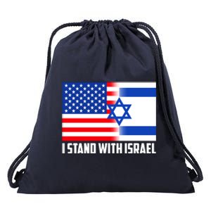 I Stand With Israel USA Flags United Together Drawstring Bag