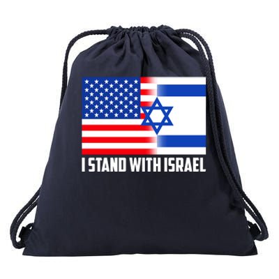 I Stand With Israel USA Flags United Together Drawstring Bag