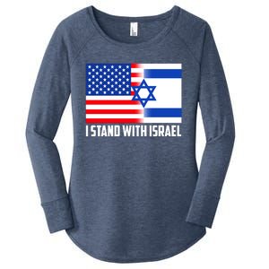 I Stand With Israel USA Flags United Together Women's Perfect Tri Tunic Long Sleeve Shirt