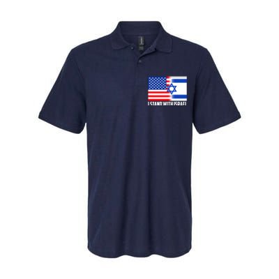 I Stand With Israel USA Flags United Together Softstyle Adult Sport Polo