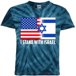 I Stand With Israel USA Flags United Together Kids Tie-Dye T-Shirt