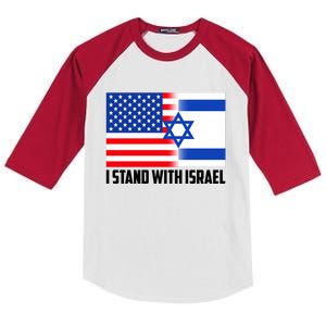 I Stand With Israel USA Flags United Together Kids Colorblock Raglan Jersey