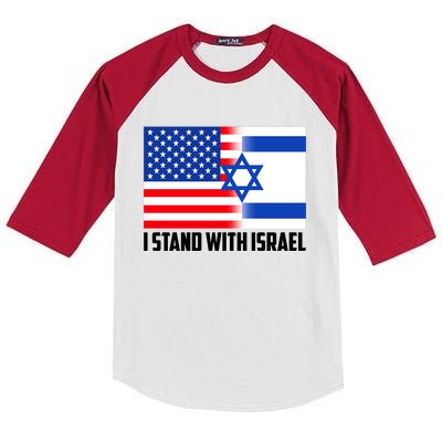 I Stand With Israel USA Flags United Together Kids Colorblock Raglan Jersey