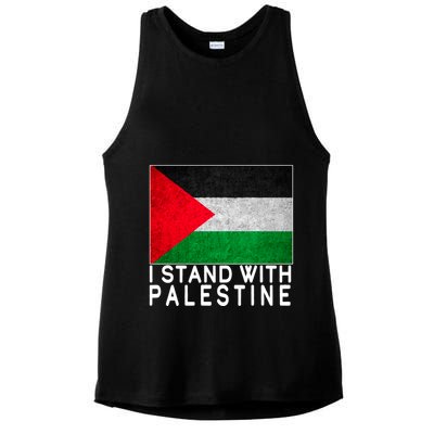 I Stand With Palestine Supporters Free Gaza Jerusalem Mosque Ladies PosiCharge Tri-Blend Wicking Tank