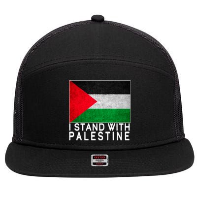 I Stand With Palestine Supporters Free Gaza Jerusalem Mosque 7 Panel Mesh Trucker Snapback Hat