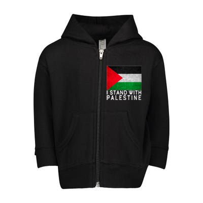 I Stand With Palestine Supporters Free Gaza Jerusalem Mosque Toddler Zip Fleece Hoodie