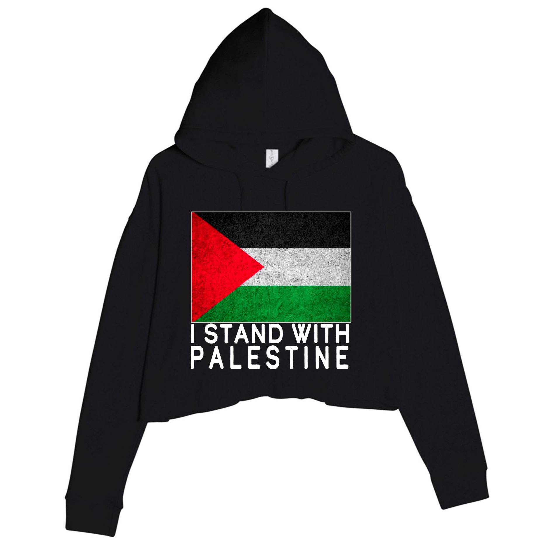 I Stand With Palestine Supporters Free Gaza Jerusalem Mosque Crop Fleece Hoodie