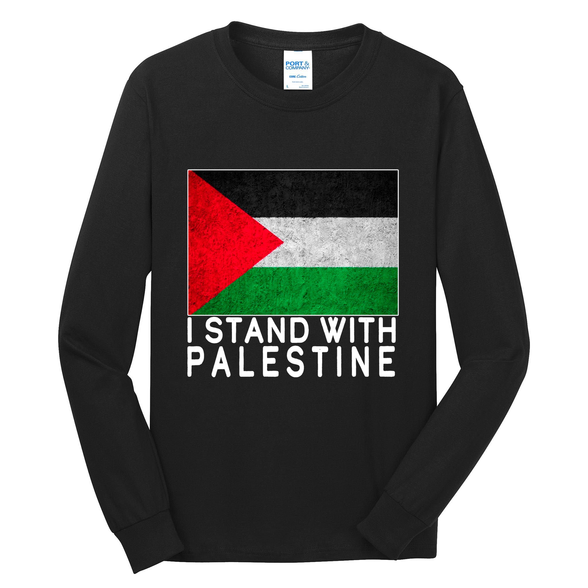 I Stand With Palestine Supporters Free Gaza Jerusalem Mosque Tall Long Sleeve T-Shirt