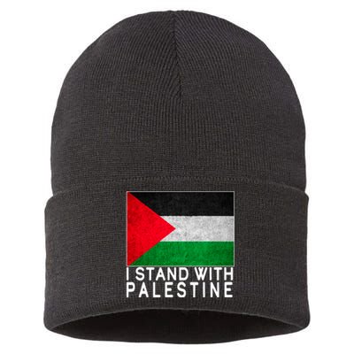 I Stand With Palestine Supporters Free Gaza Jerusalem Mosque Sustainable Knit Beanie