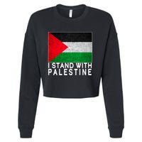 I Stand With Palestine Supporters Free Gaza Jerusalem Mosque Cropped Pullover Crew