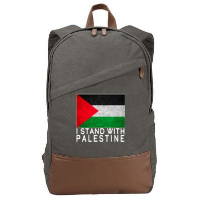 I Stand With Palestine Supporters Free Gaza Jerusalem Mosque Cotton Canvas Backpack