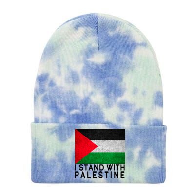 I Stand With Palestine Supporters Free Gaza Jerusalem Mosque Tie Dye 12in Knit Beanie