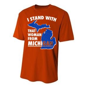 I Stand With That Woman From Michigan Support Performance Sprint T-Shirt