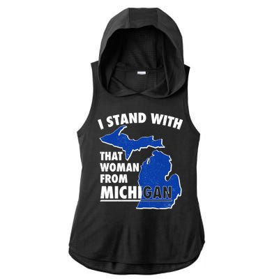 I Stand With That Woman From Michigan Support Ladies PosiCharge Tri-Blend Wicking Draft Hoodie Tank